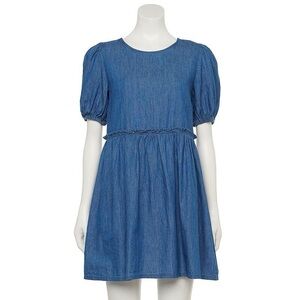 NWOT Lily Rose Denim Dress with Puff Sleeves